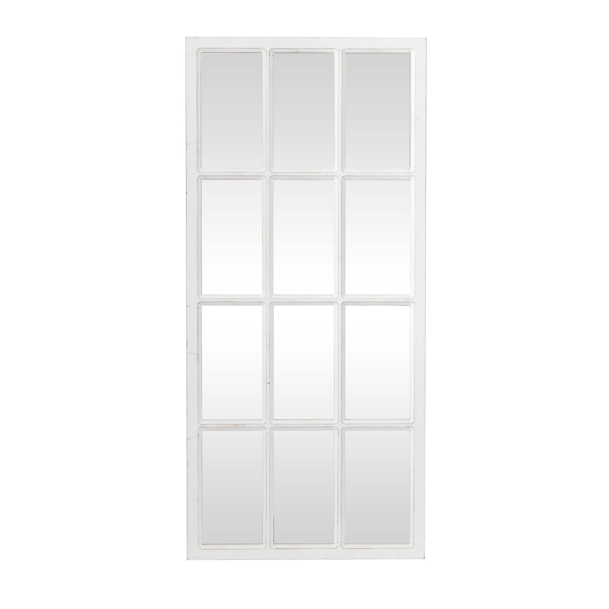 White Wood Farmhouse Rectangular Wall Mirror 48" x 22"